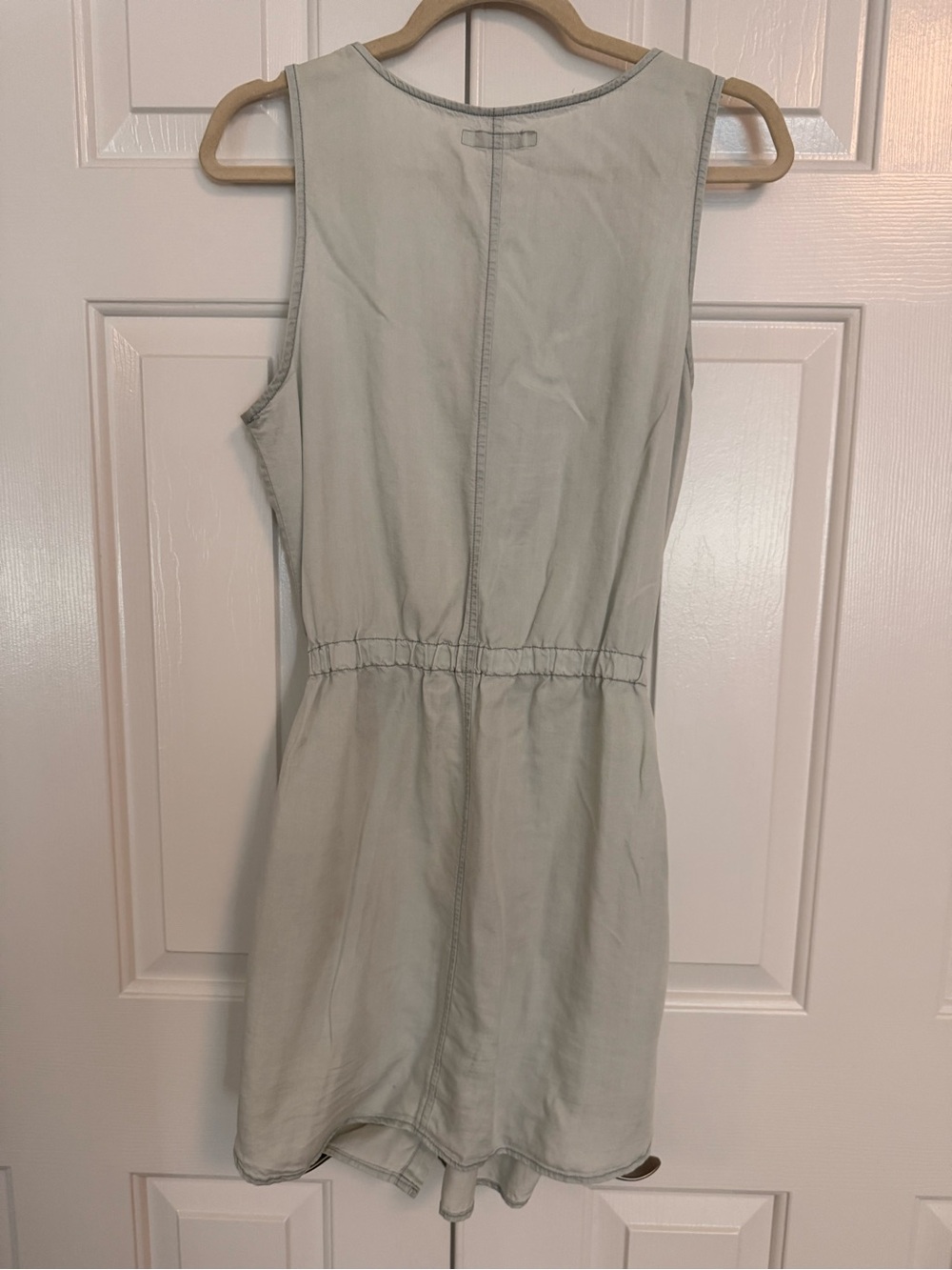 Harper Light Blue Button-Front Drawstring Mini Dress - Picture 3 of 3